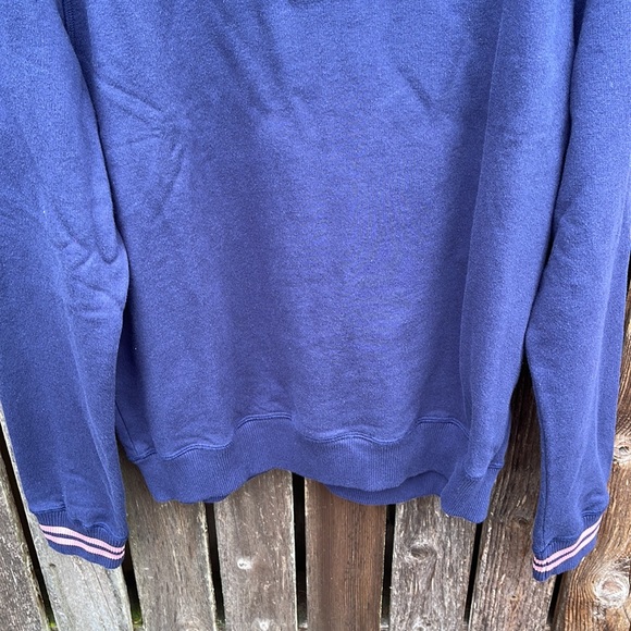 Joseph Turner Button Henley Sweatshirt Pullover M Navy Blue Pink Cotton Men's - Picture 3 of 7